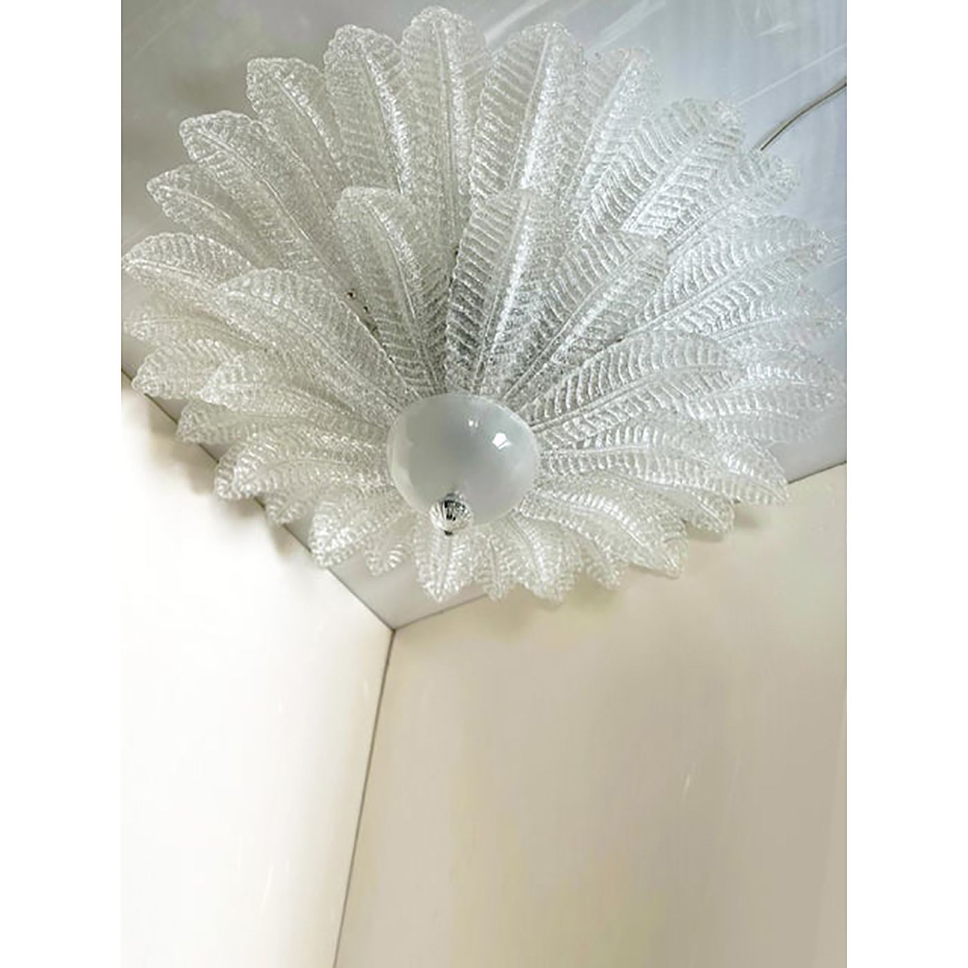 Set Of Two Venetian Murano Glass Flush Mount, Mazzega Zuccheri Venini Barovier Style photo vinterior