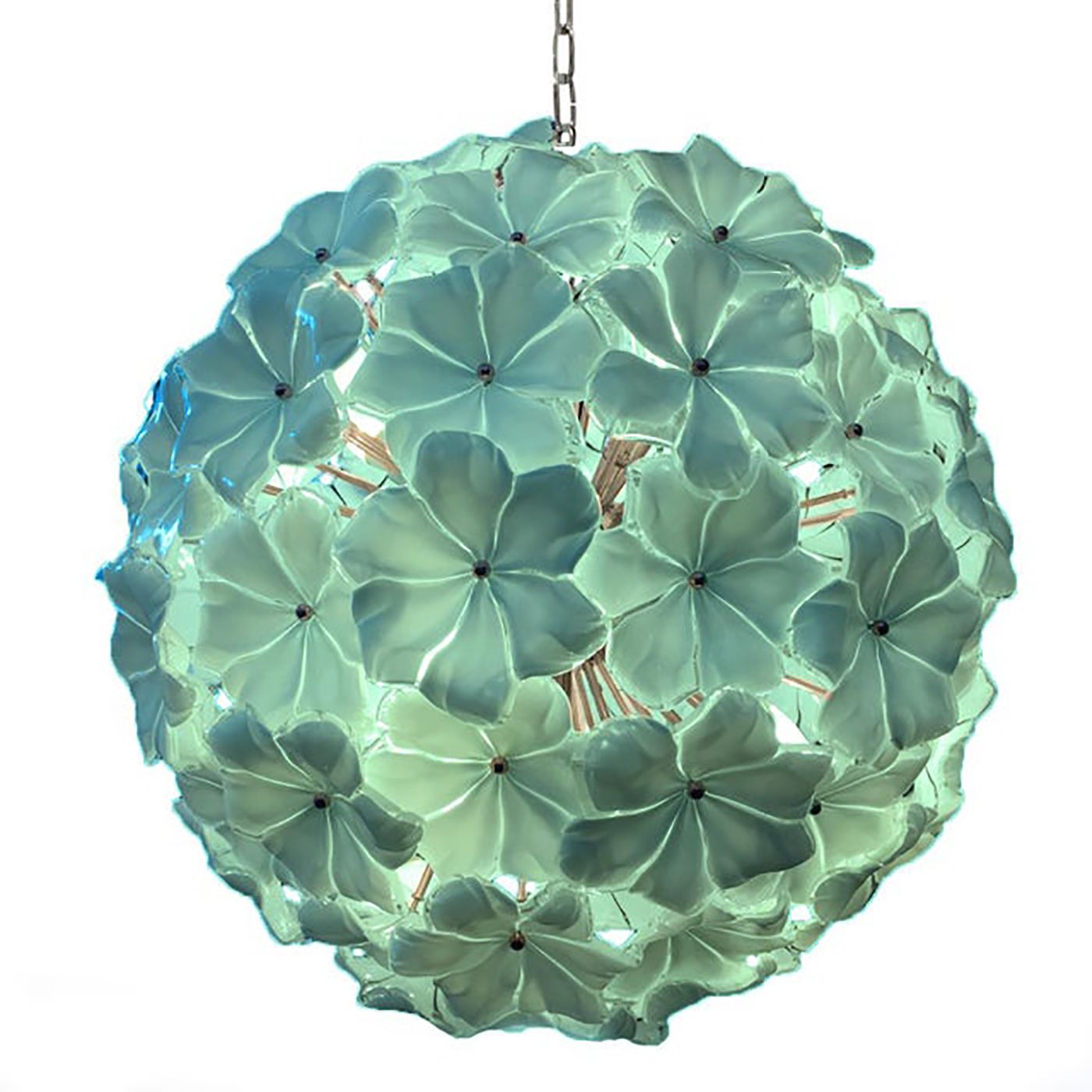 Venetian Green Wather Flowers Murano Style Glass Sputnik Chandelier photo for sale