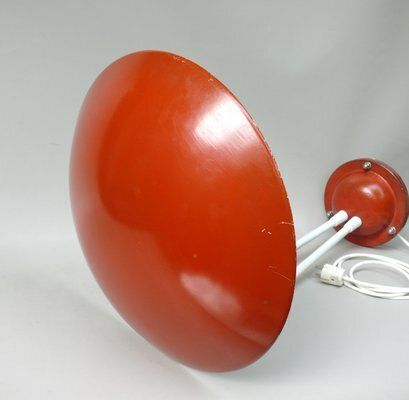 Extraordinary Orange And Light Beige Outdoor Mushroom Lamp From Bega, 1950s photo vintage
