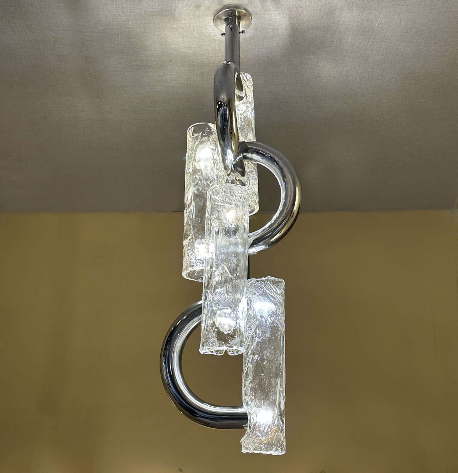 Rare Chandelier By Aldo Nason For Mazzega In Chrome And Murano Glass photo furniture