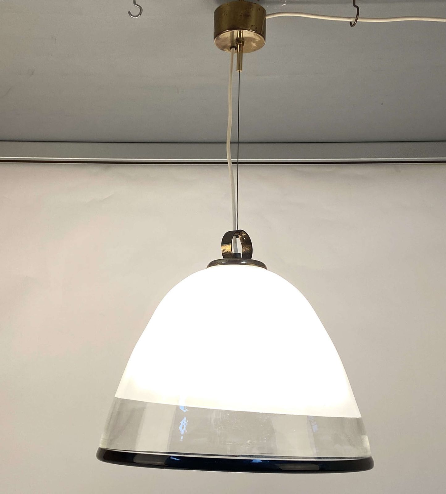 Large Renato Toso Glass Bell Shape Pendant For Leucos Murano 1960s photo 2750.0