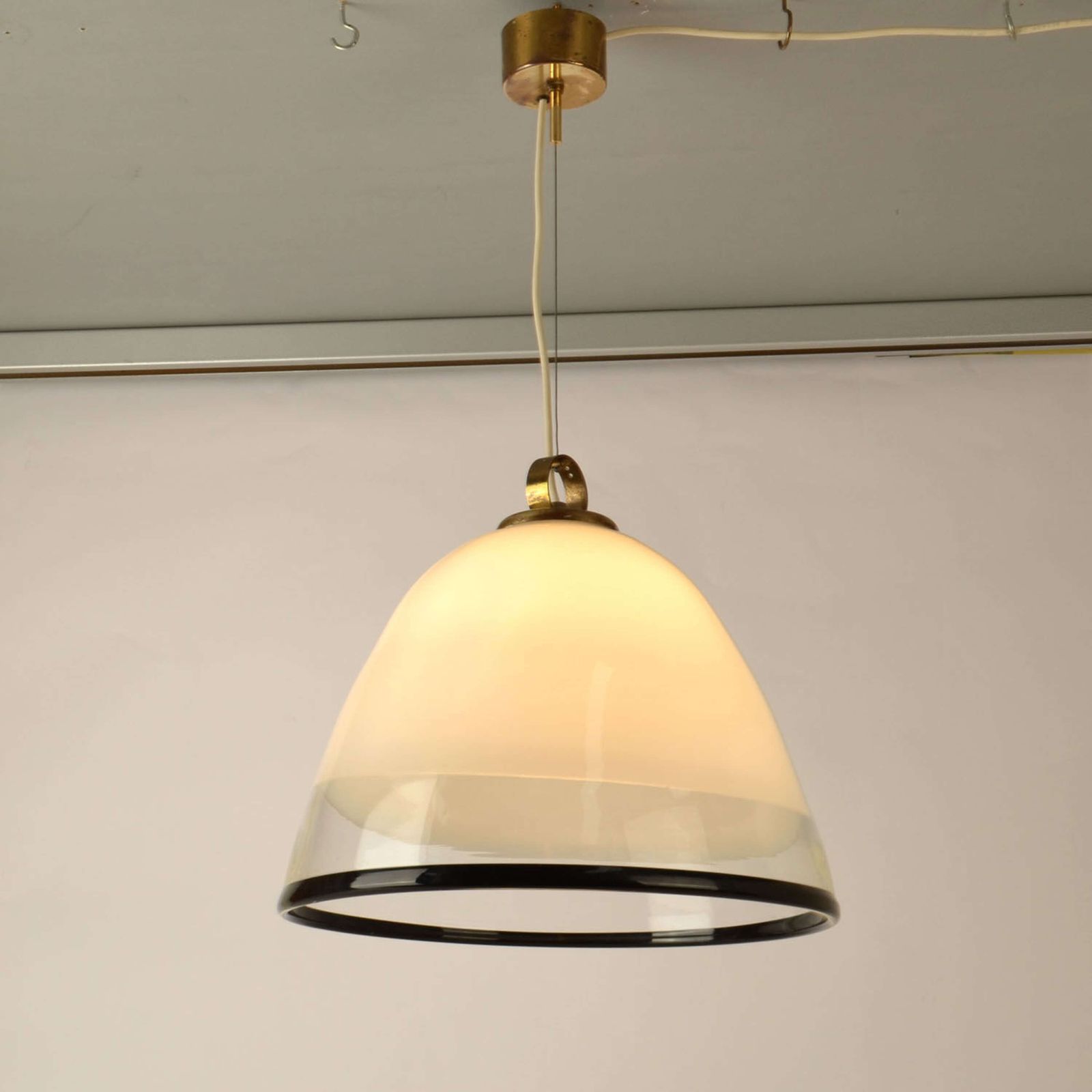 Large Renato Toso Glass Bell Shape Pendant For Leucos Murano 1960s photo buy