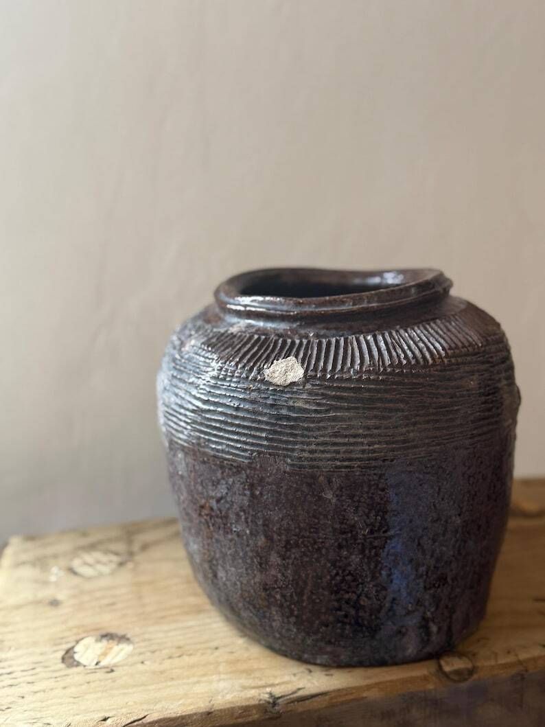 Antique Chinese Glazed Rice Wine Pot photo Home Decor