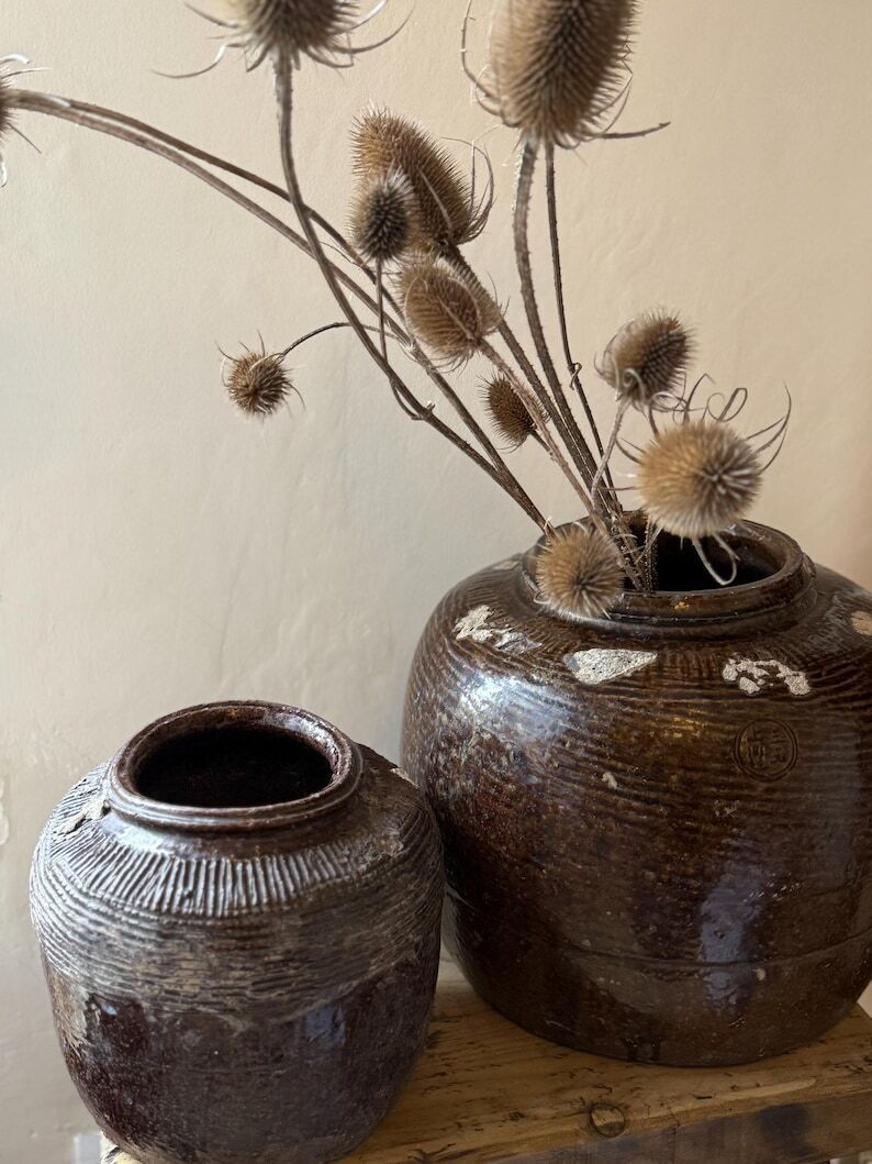 photo furniture Antique Chinese Glazed Rice Wine Pot Large