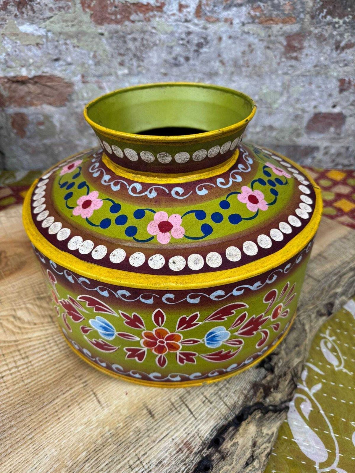 Vintage Painted Water Pot / Vase / Planter / Narrow Boat Ware Gypsy Art photo furniture