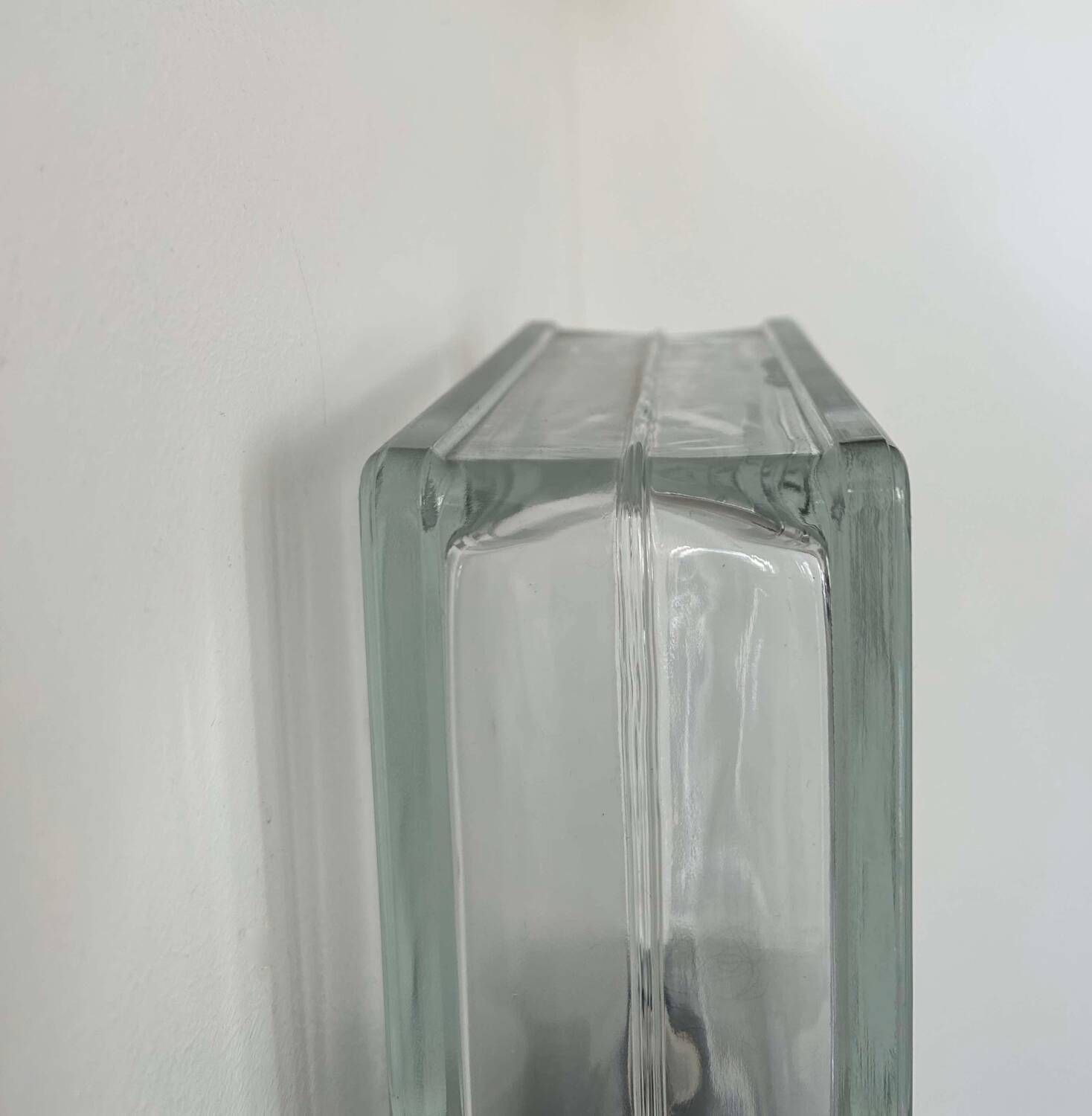Pair Of Vintage Wall Lights, Glass And Black Metal, Italy 1980 photo buy