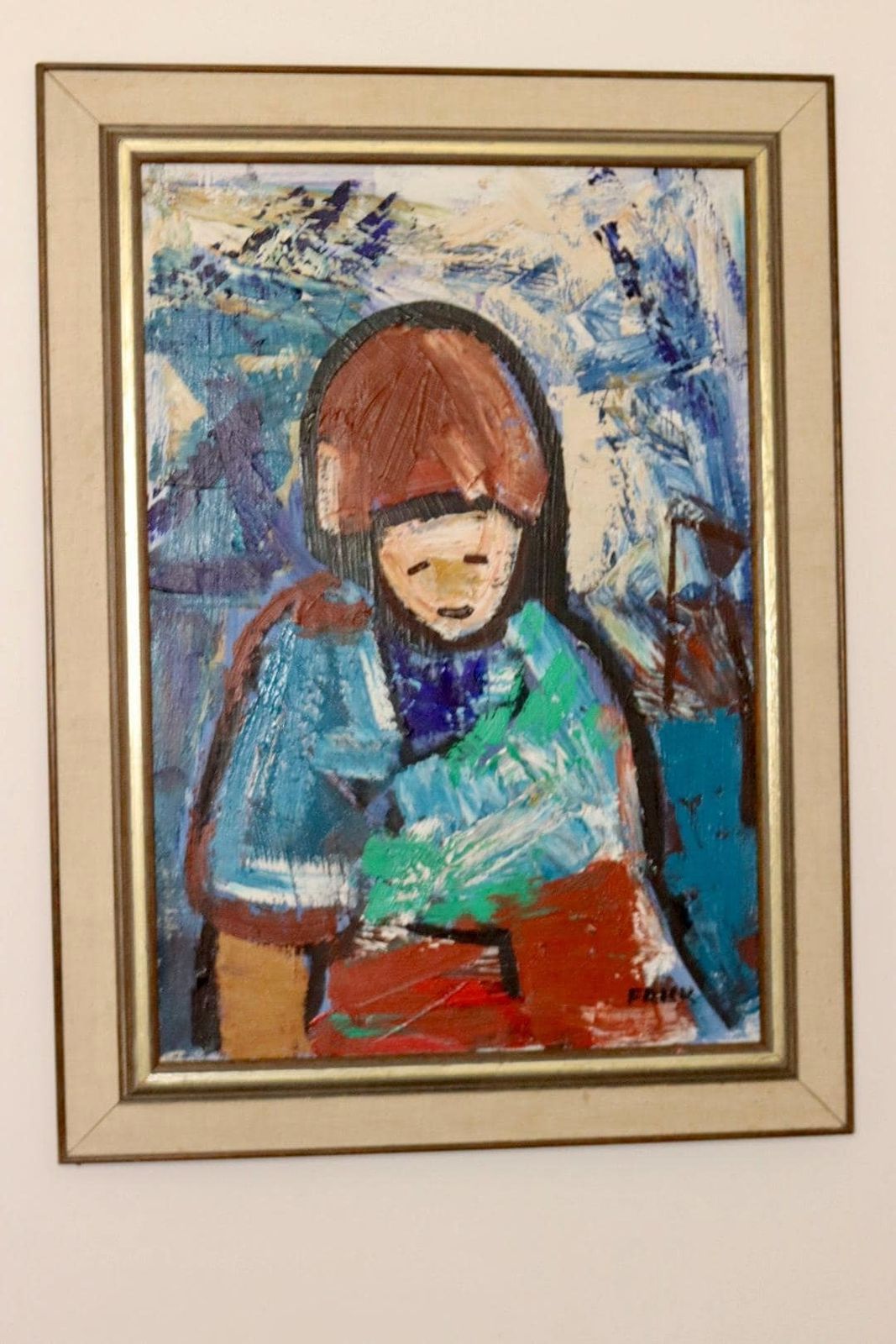 Original Large Swedish Oil Painting "Figure "By Gösta Falck Circa 1960 Vintage & Framed photo for sale