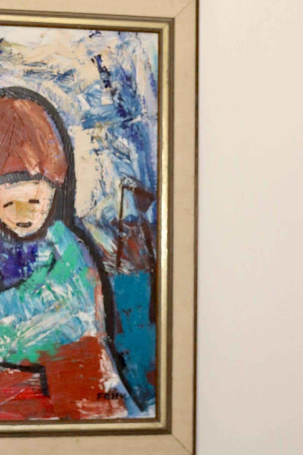 Original Large Swedish Oil Painting "Figure "By Gösta Falck Circa 1960 Vintage & Framed photo vinterior
