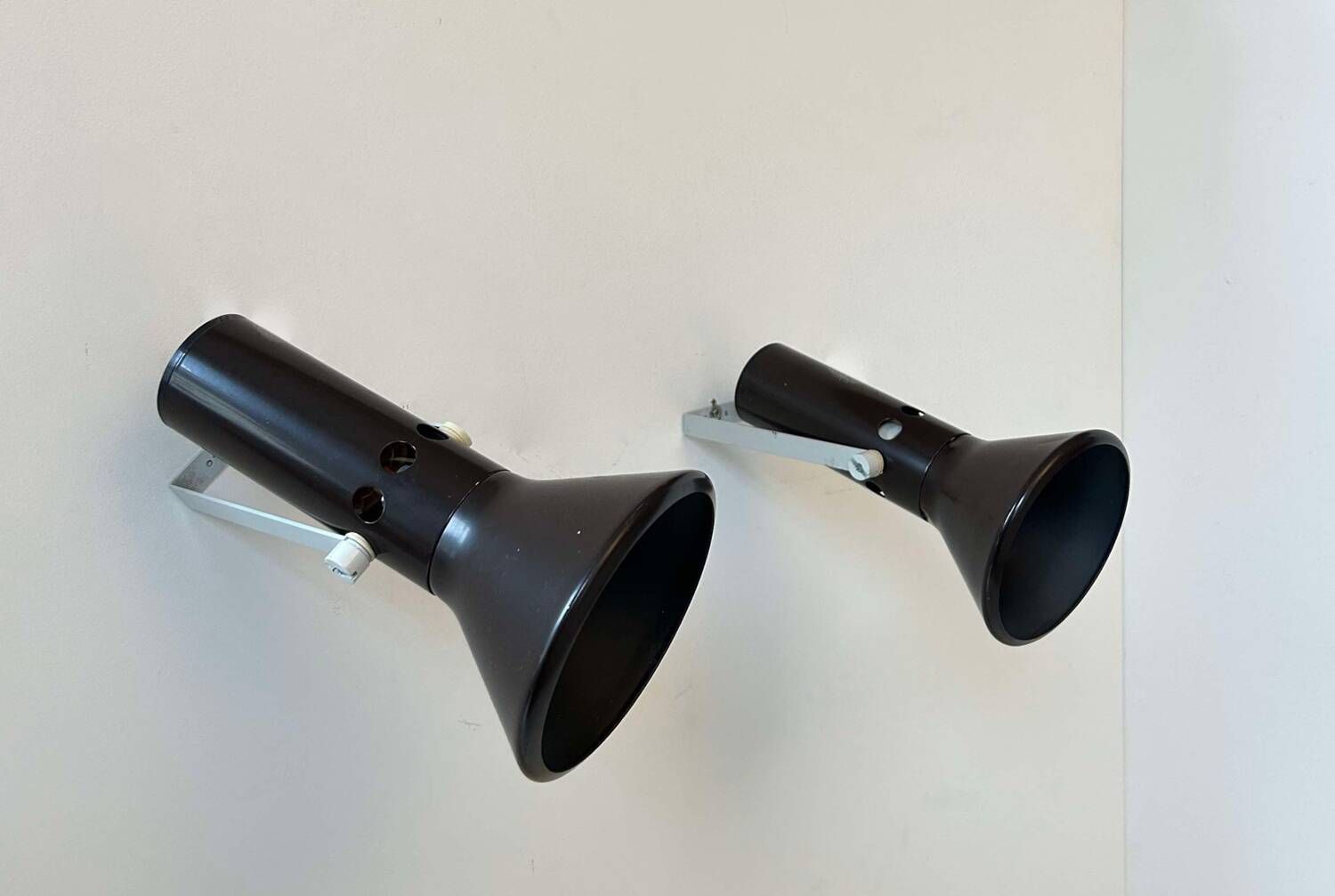 photo furniture Pair Of Vintage Adjustable Wall Lights, Brown Metal, France 1970