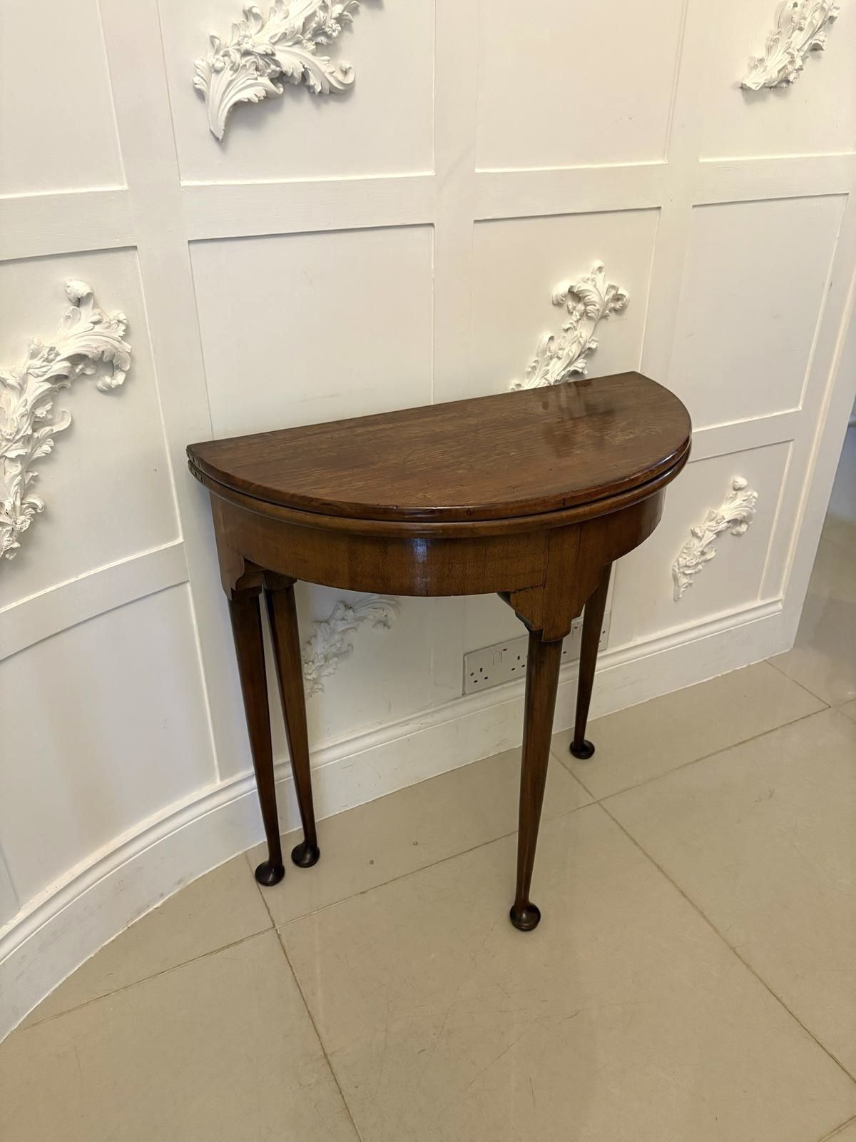 Antique 19th Century Quality Mahogany Demi Lune Shaped Card Table photo buy