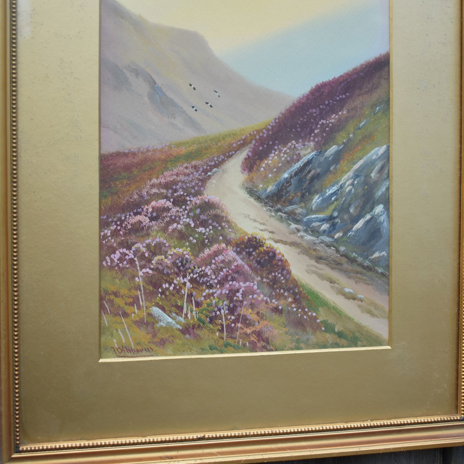 Antique Reginald Daniel Sherrin Dartmoor Exmoor Watercolour Framed Painting Pair photo Art