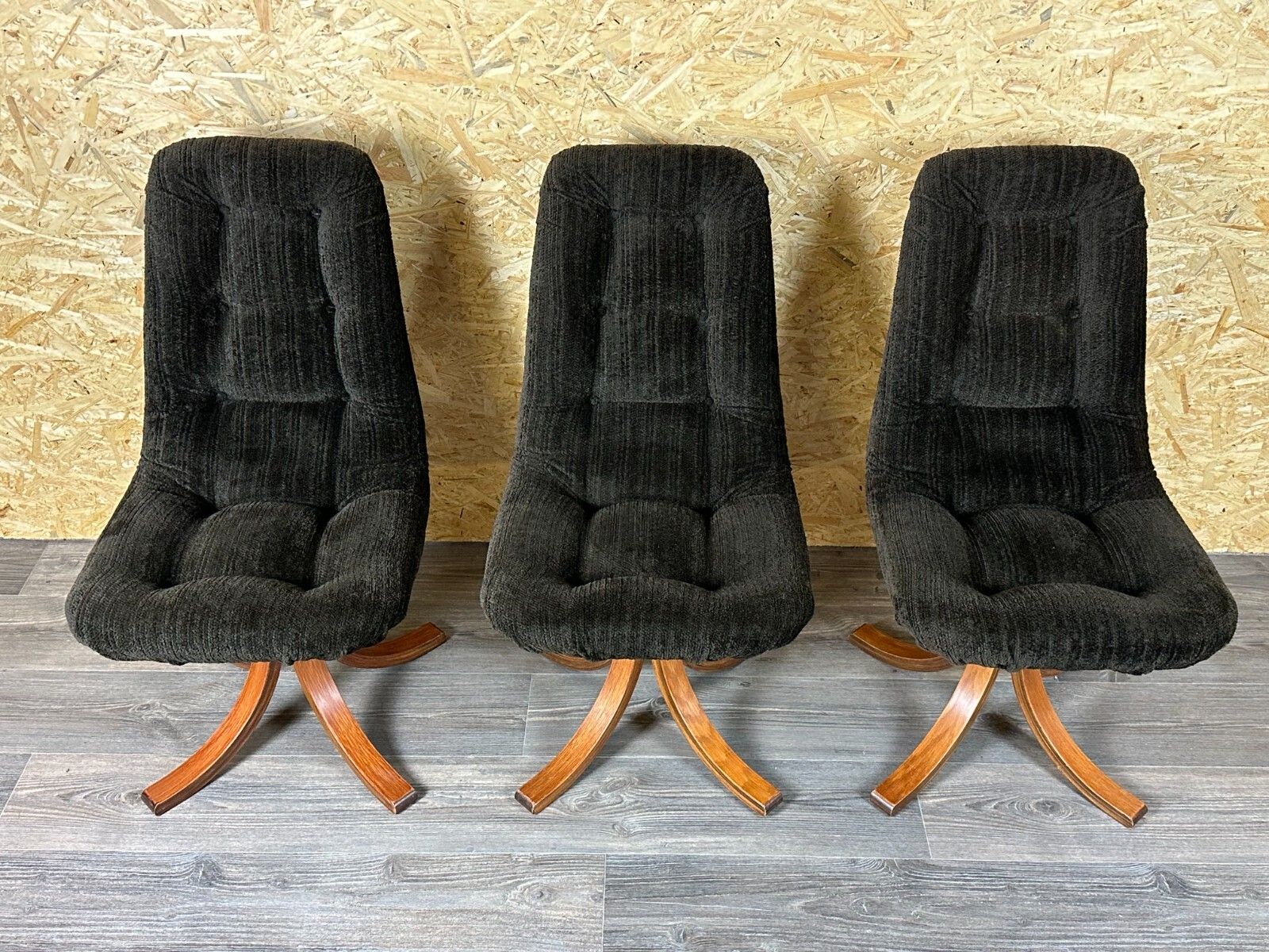 3x 60s 70s Chair Swivel Dining Chair Mid Century Danish Modern Design photo Furniture