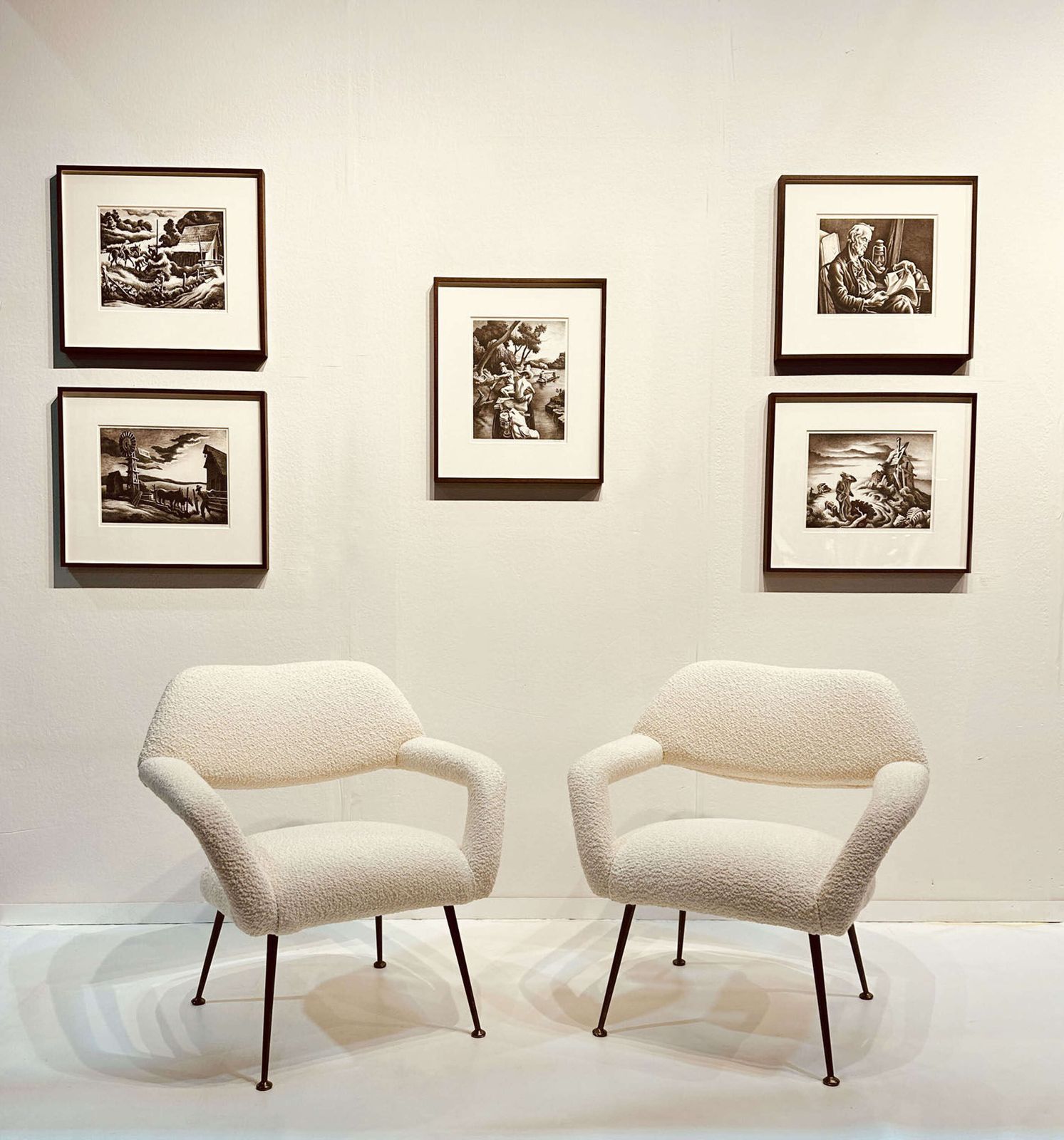 Pair Of Lounge Chairs Gastone Rinaldi Italy 1954 Upholstered In Pierre photo for sale