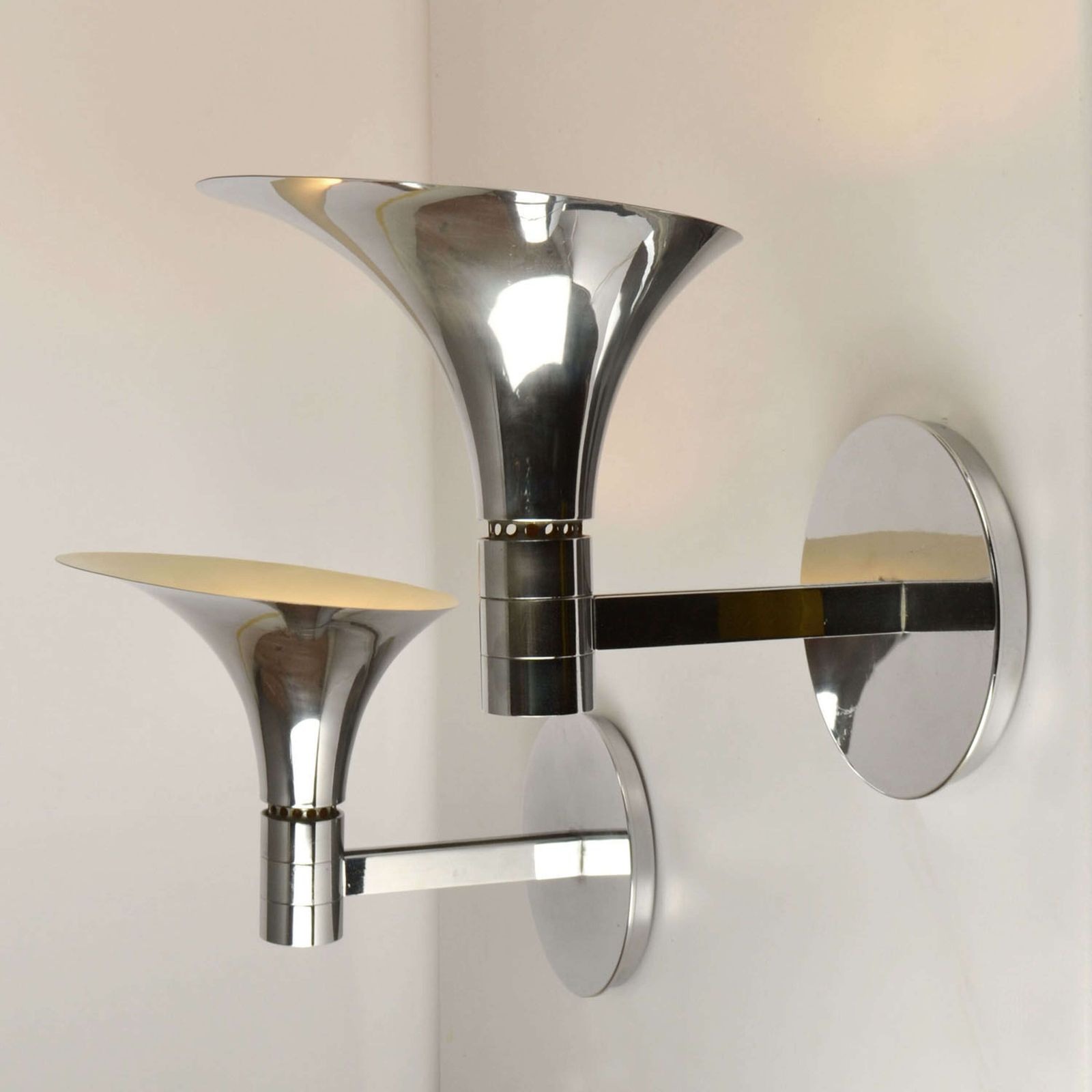 Pair Of Chrome Wall Lights By Franco Albini & Franca Heig 1960's Italy photo furniture