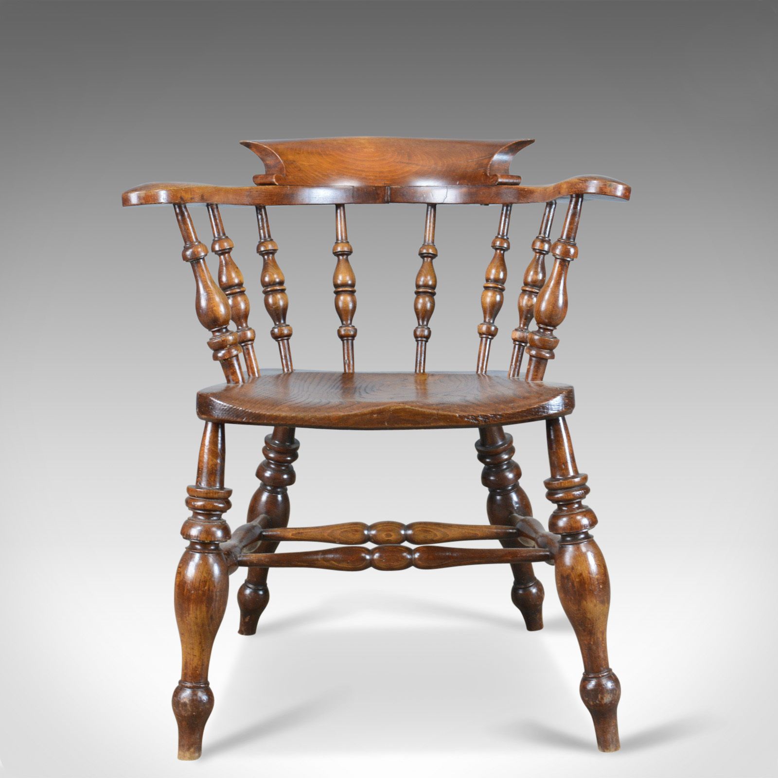 Antique Bow Chair, Smokers, Captains, English, Victorian, Elm, Windsor C.1870 photo furniture