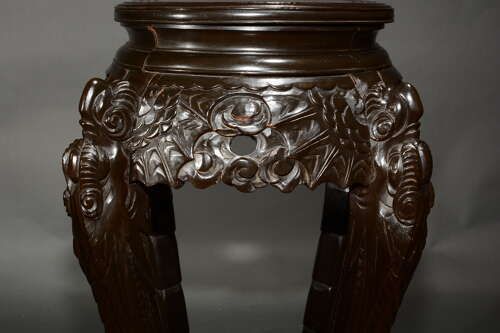 Pair Of Antique Asian Carved Wood Lacquered Plant Or Vase Stand photo 940.0