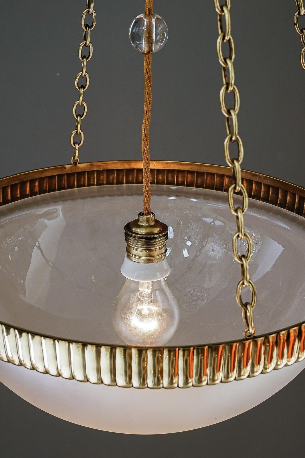 photo furniture Otto Prutscher Chandelier With Original Glass Shade Vienna Around 1908