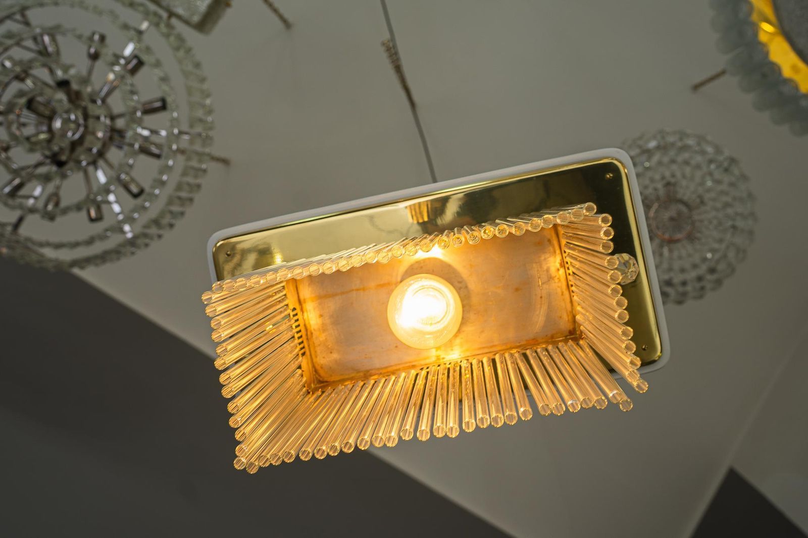 492.0 Art Deco Ceiling Lamp With Glass Sticks Vienna Around 1920s photo