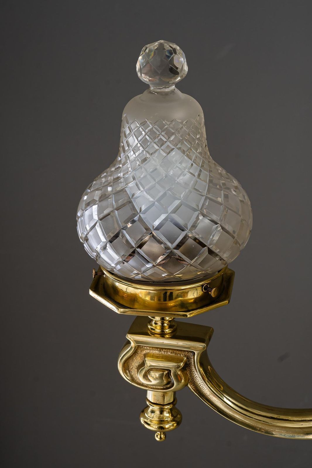photo for sale Very Big Art Deco Chandelier With Original Cut Glass Shades Vienna Around 1920s