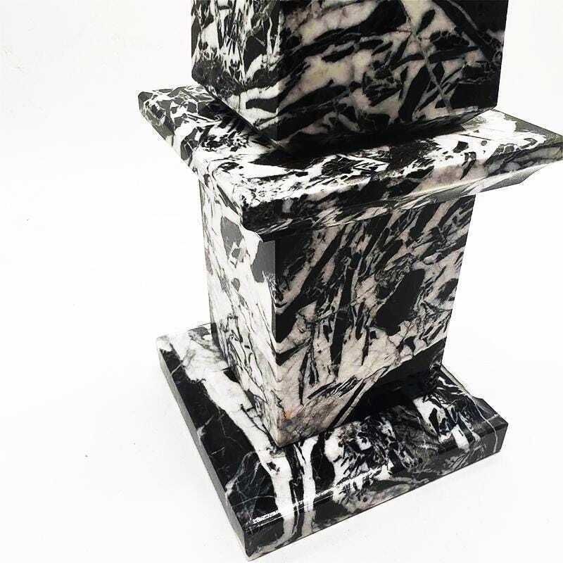 1970s Stunning Big Hand Carved Obelisk In Black Marble Of Aquitaine. Made In Italy. 43 Cm H. photo buy