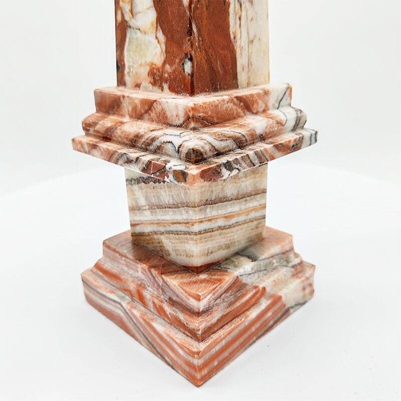 1970s Stunning Big Obelisk In Red An White Italian Marble. Made In Italy. photo buy