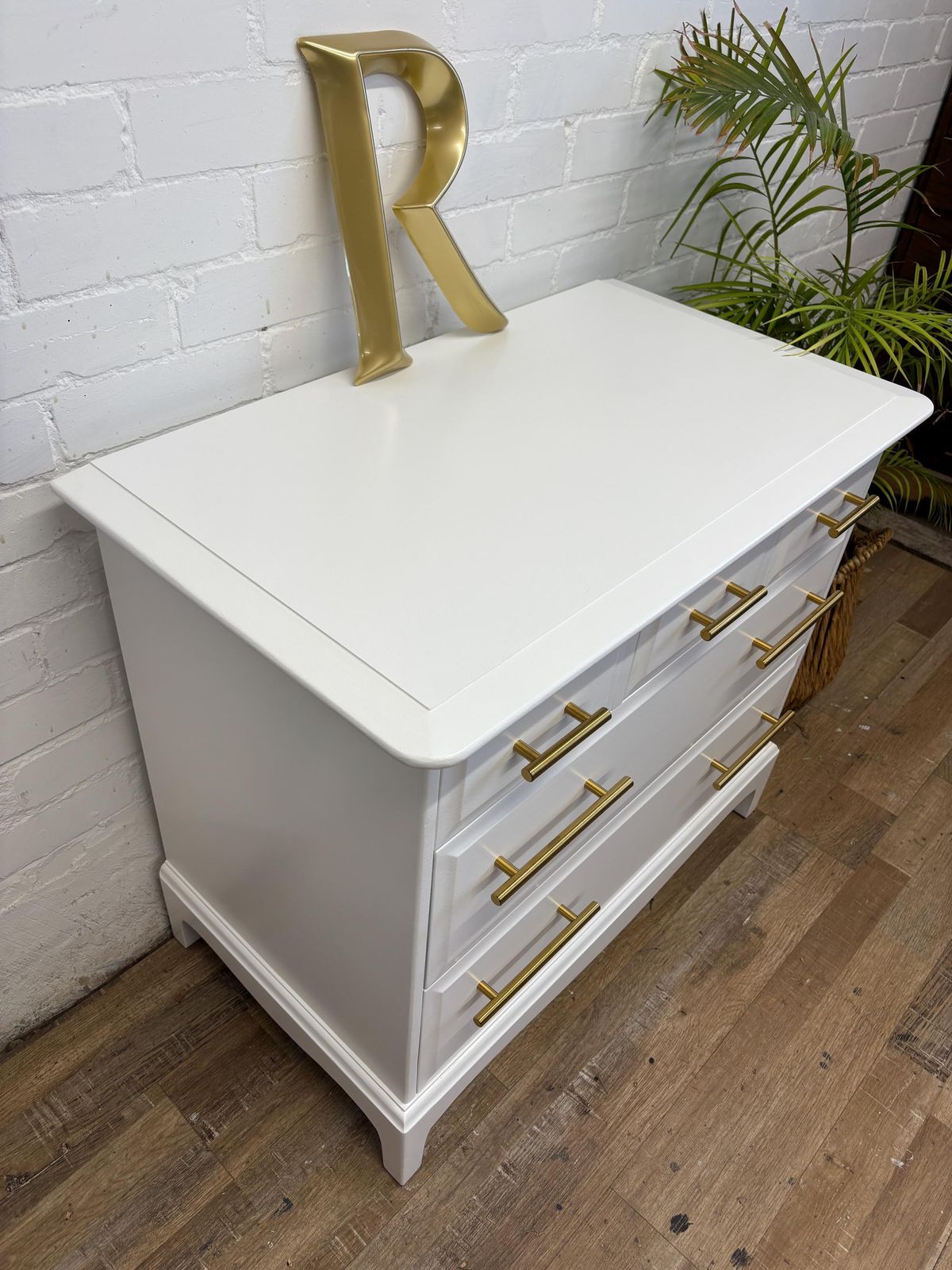 Stag Minstrel Chest Of Drawers 3 Over 2 Painted All White photo Furniture