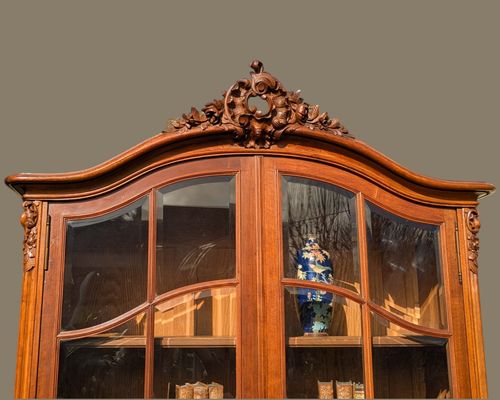 Antique French Walnut Bookcase Cabinet photo Furniture