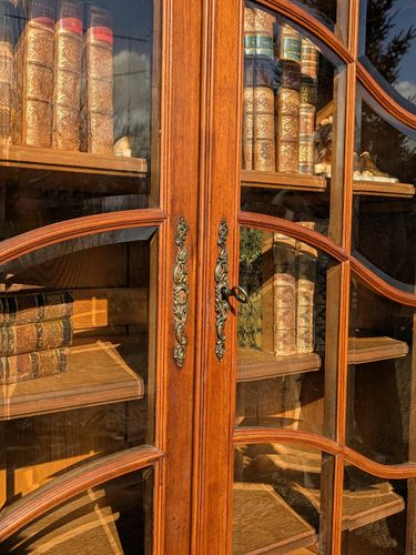 Antique French Walnut Bookcase Cabinet photo 1650.0
