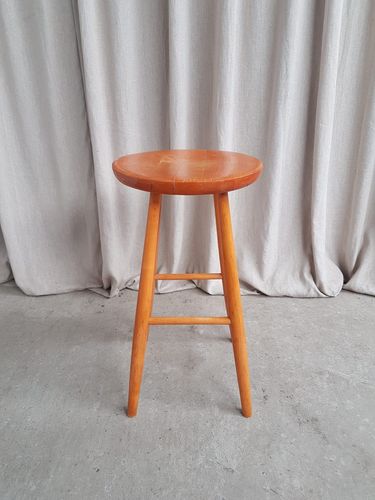 Vtg Mid Century Hagafors Stolefabrik Swedish Scandi Beech Stool Danish R743 photo for sale