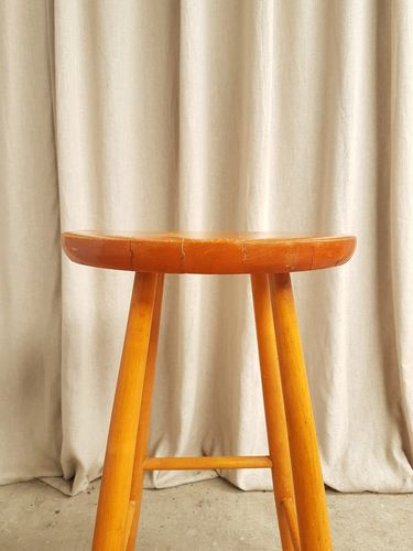 Vtg Mid Century Hagafors Stolefabrik Swedish Scandi Beech Stool Danish R743 photo vintage