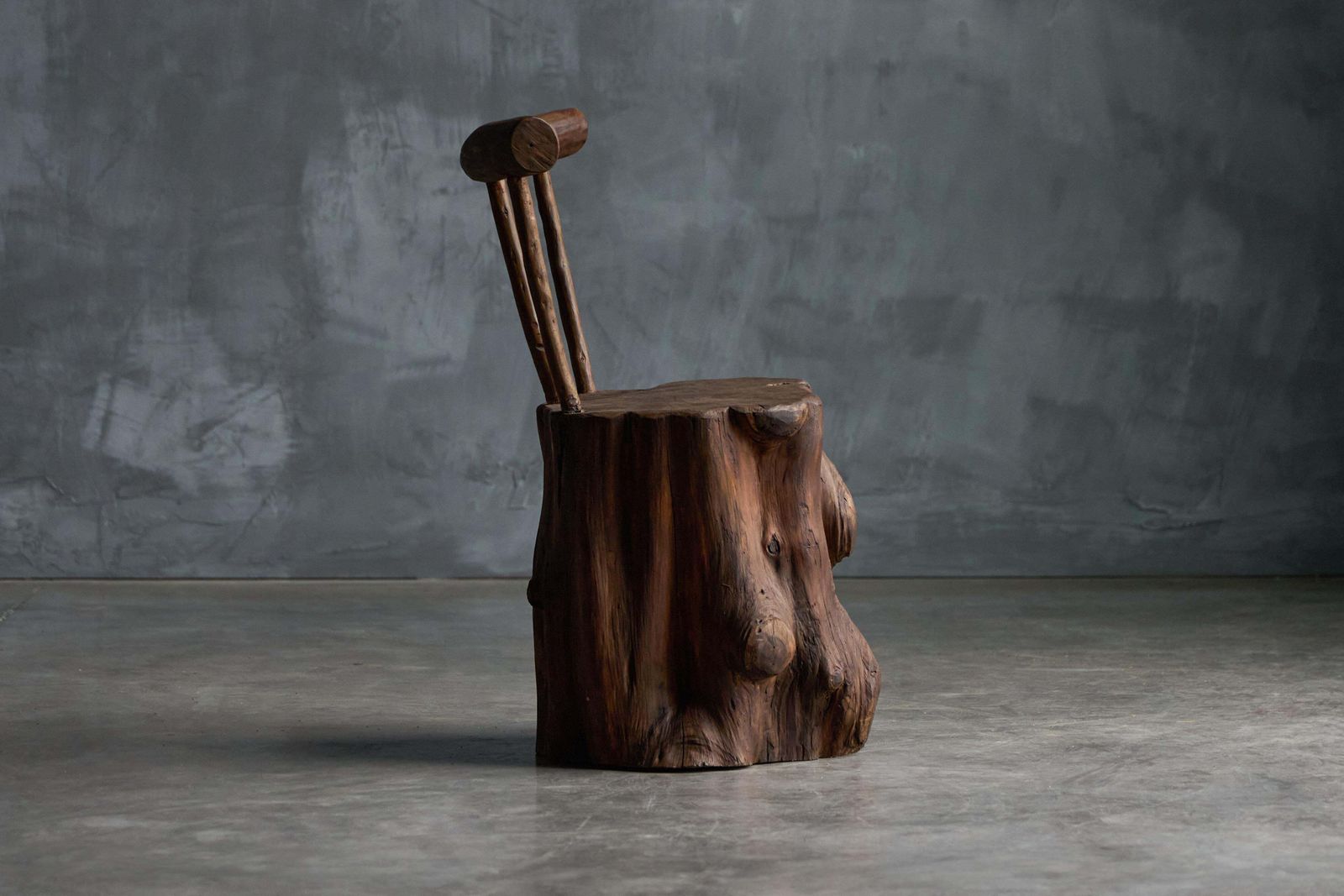 photo for sale Brutalist Monoxyle Chair, France, 1970s