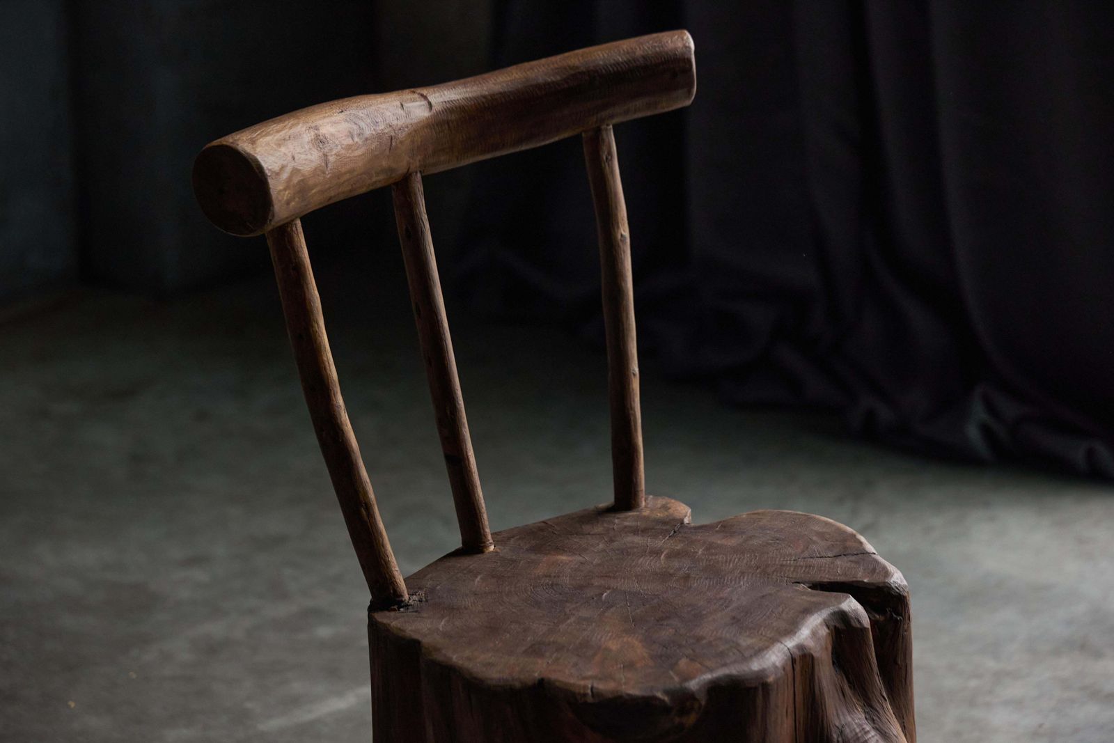Furniture Brutalist Monoxyle Chair, France, 1970s photo