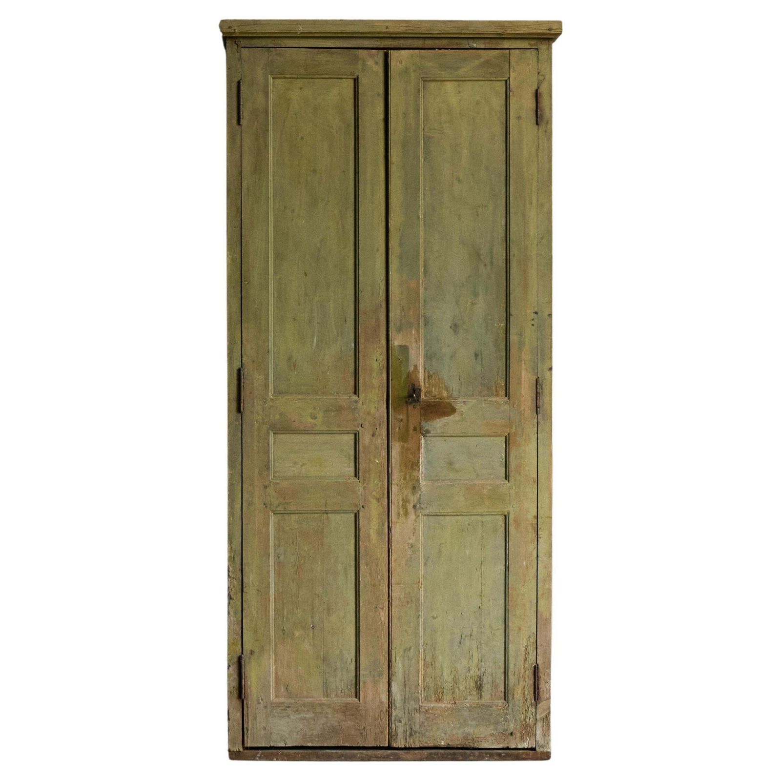 Rustic Primitive Green Cabinet, France, 19th Century