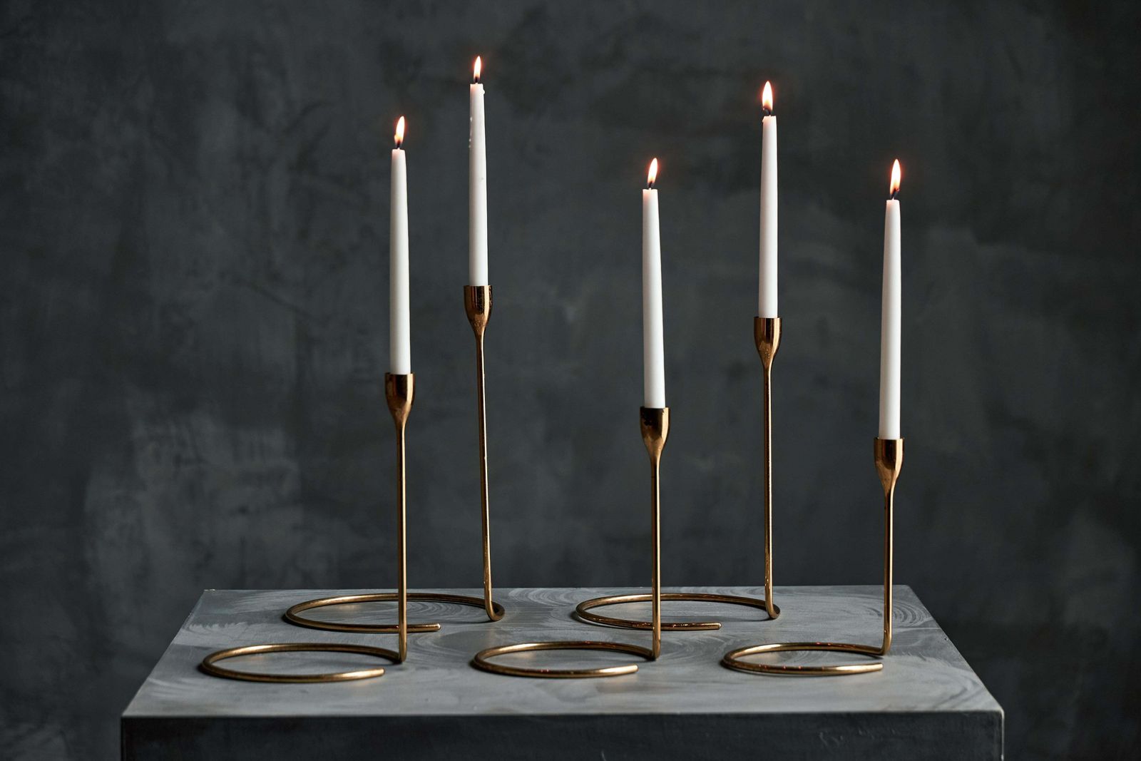 Elegant Brass Candle Holder Set, Denmark, 1960s photo furniture