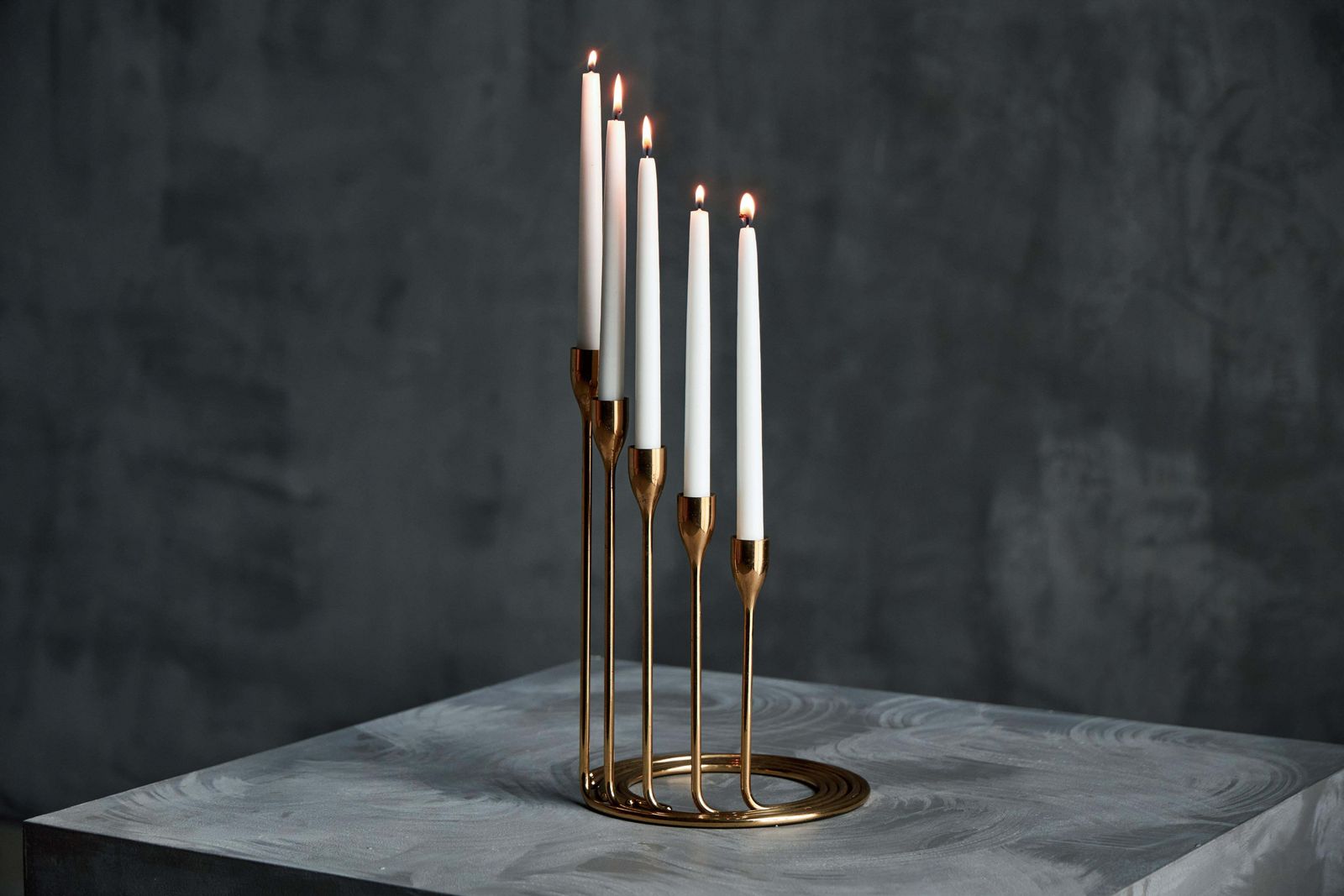 Elegant Brass Candle Holder Set, Denmark, 1960s photo 1068.0