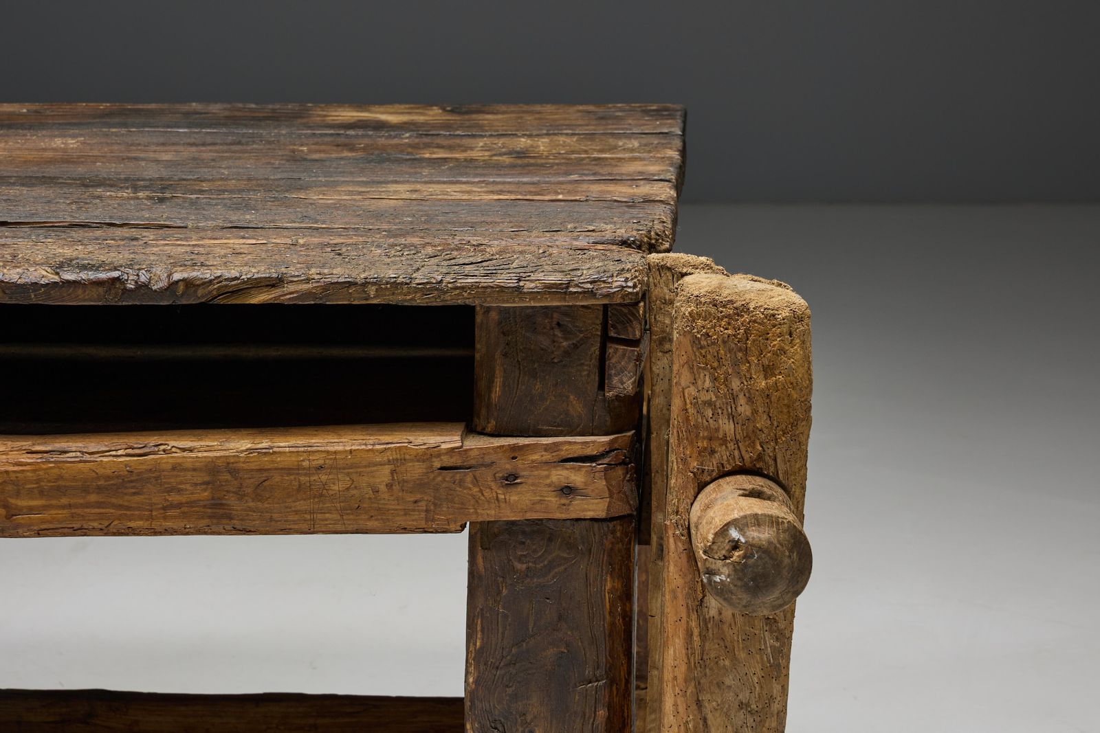 photo vintage Rustic Primitive Working Bench, France, Early 19th Century