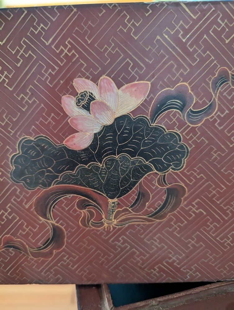 800.0 Newly Reduced Stunning Pair Of Gilded And Hand Painted Chinese Wedding Dowry Chests photo