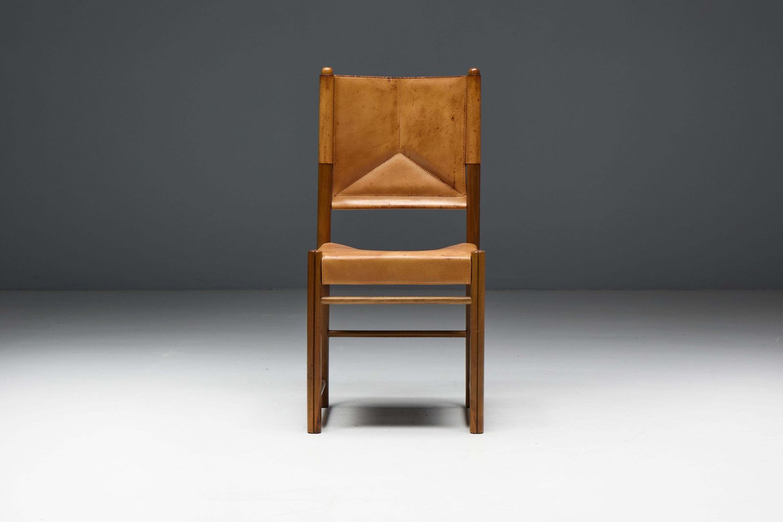 photo furniture Cognac Leather Dining Chairs, Italy, 1960s