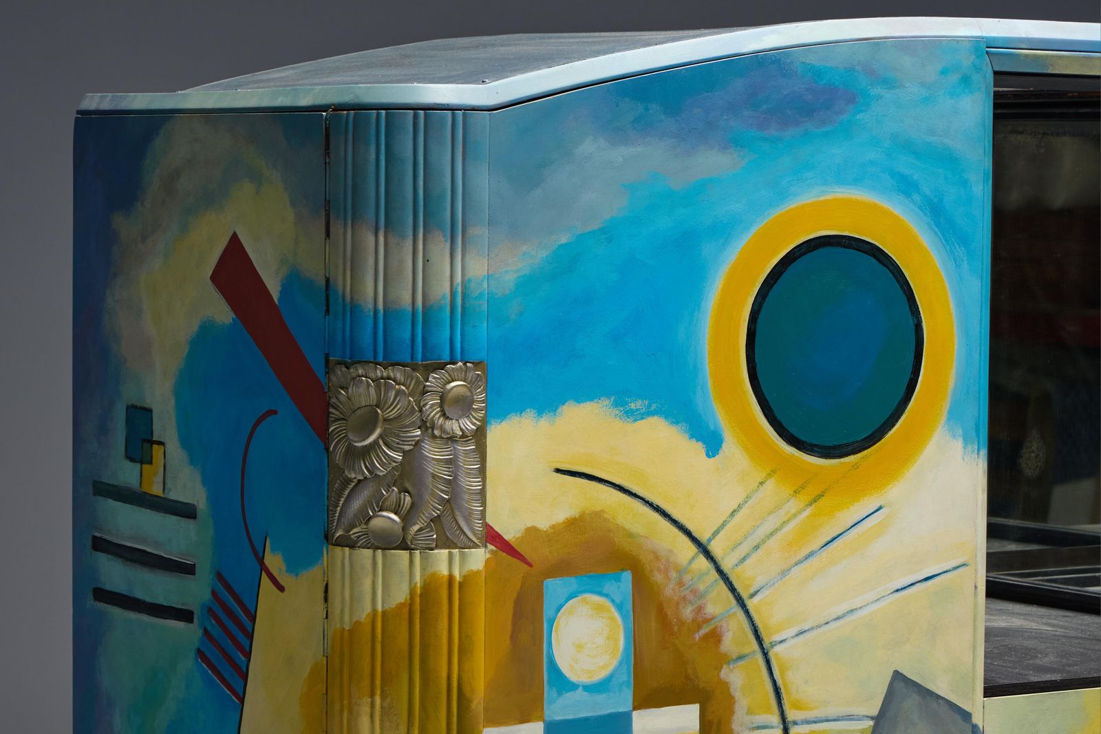 Art Deco Buffet Painted In The Style Of Kandinsky, Belgium, 1980s photo for sale