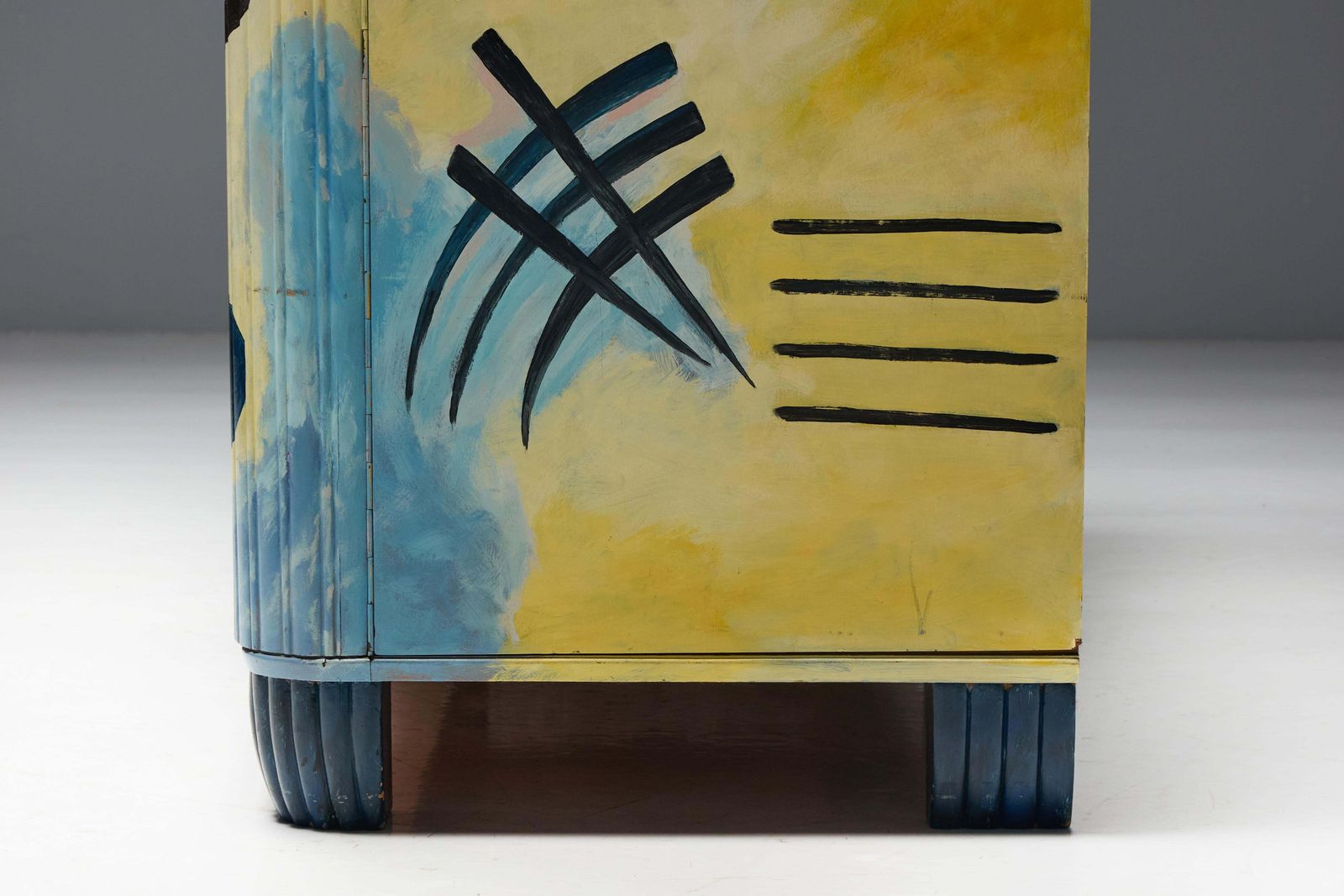 Furniture Art Deco Buffet Painted In The Style Of Kandinsky, Belgium, 1980s photo