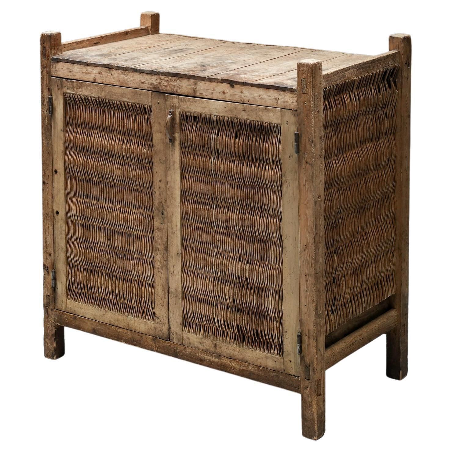 Rustic Wabi Sabi High Board, Pantry Cabinet, Haute Savoie, Cheese Cabinet, 1930