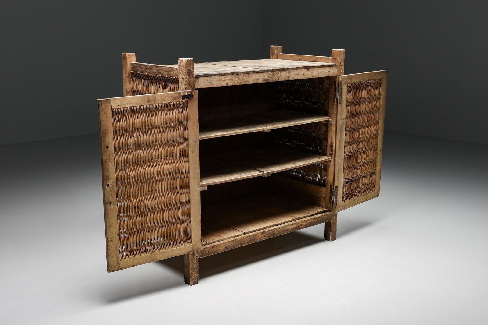 Rustic Wabi Sabi High Board, Pantry Cabinet, Haute Savoie, Cheese Cabinet, 1930 photo Furniture