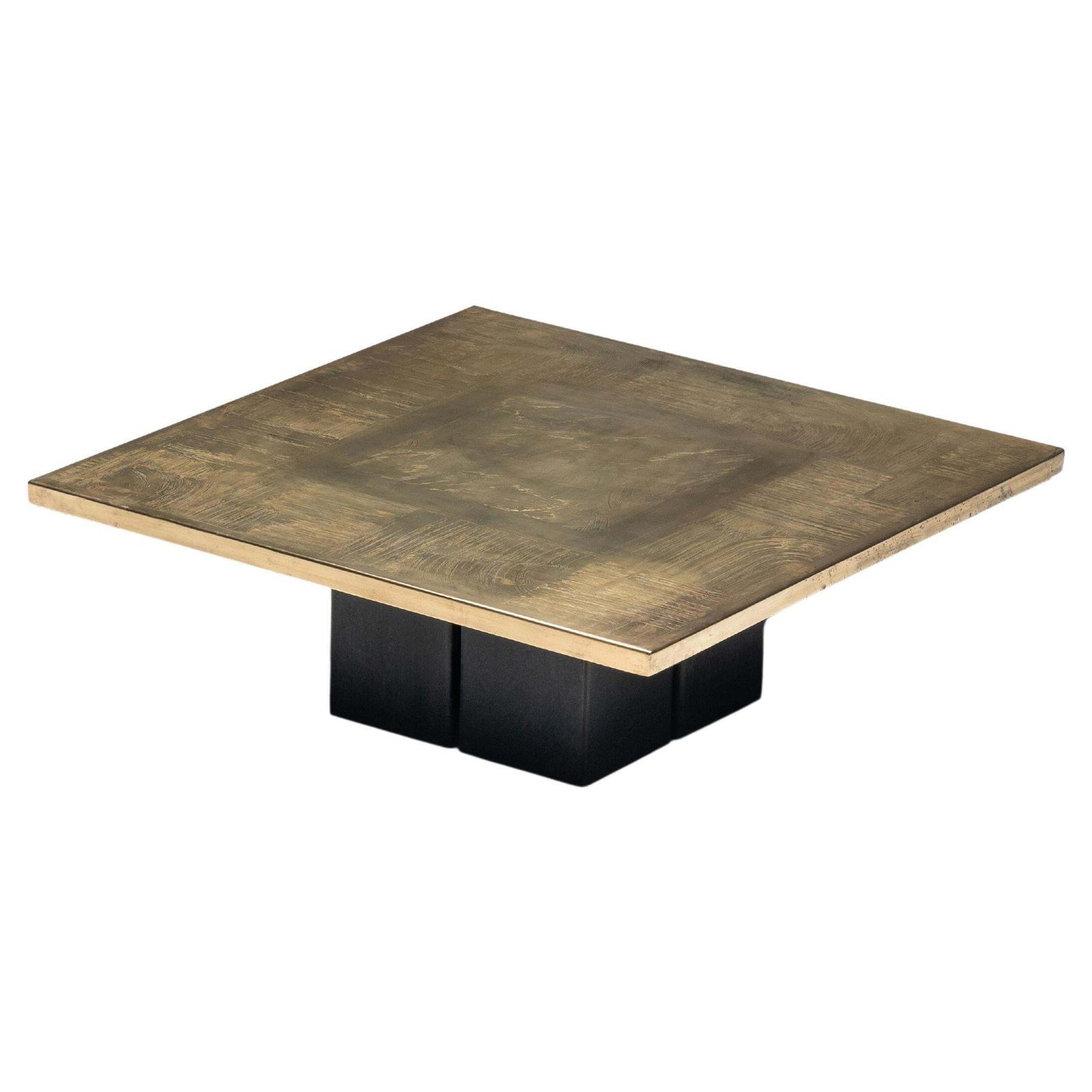 Brass Etched Coffee Table By Christian Heckscher, Belgium, 1970s