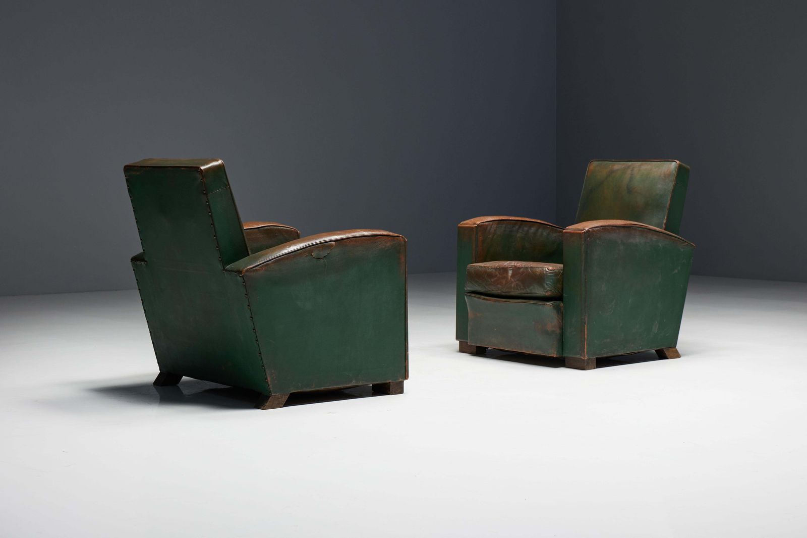 Art Deco Leather Club Chairs, France, 1930s photo buy