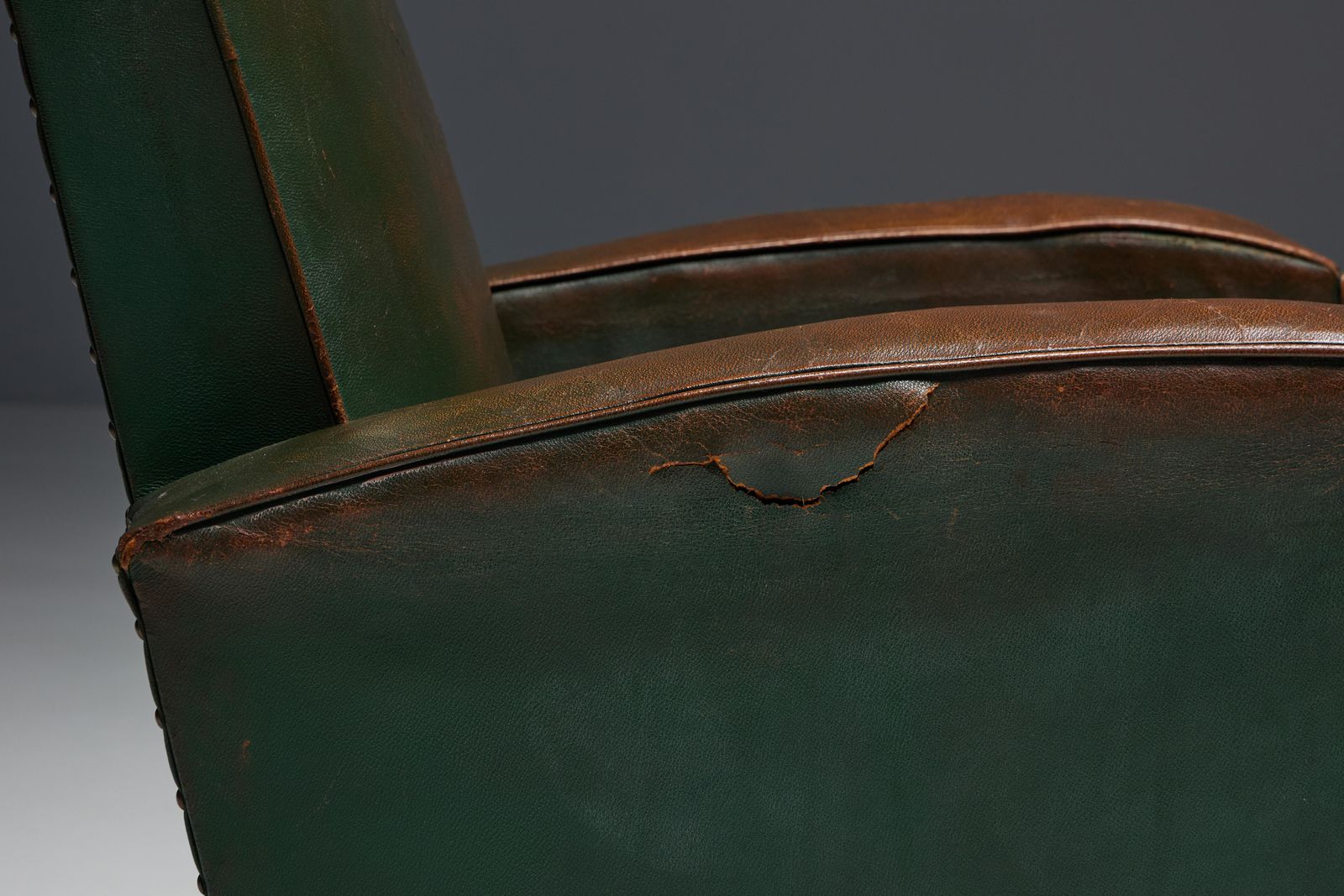 Art Deco Leather Club Chairs, France, 1930s photo vintage