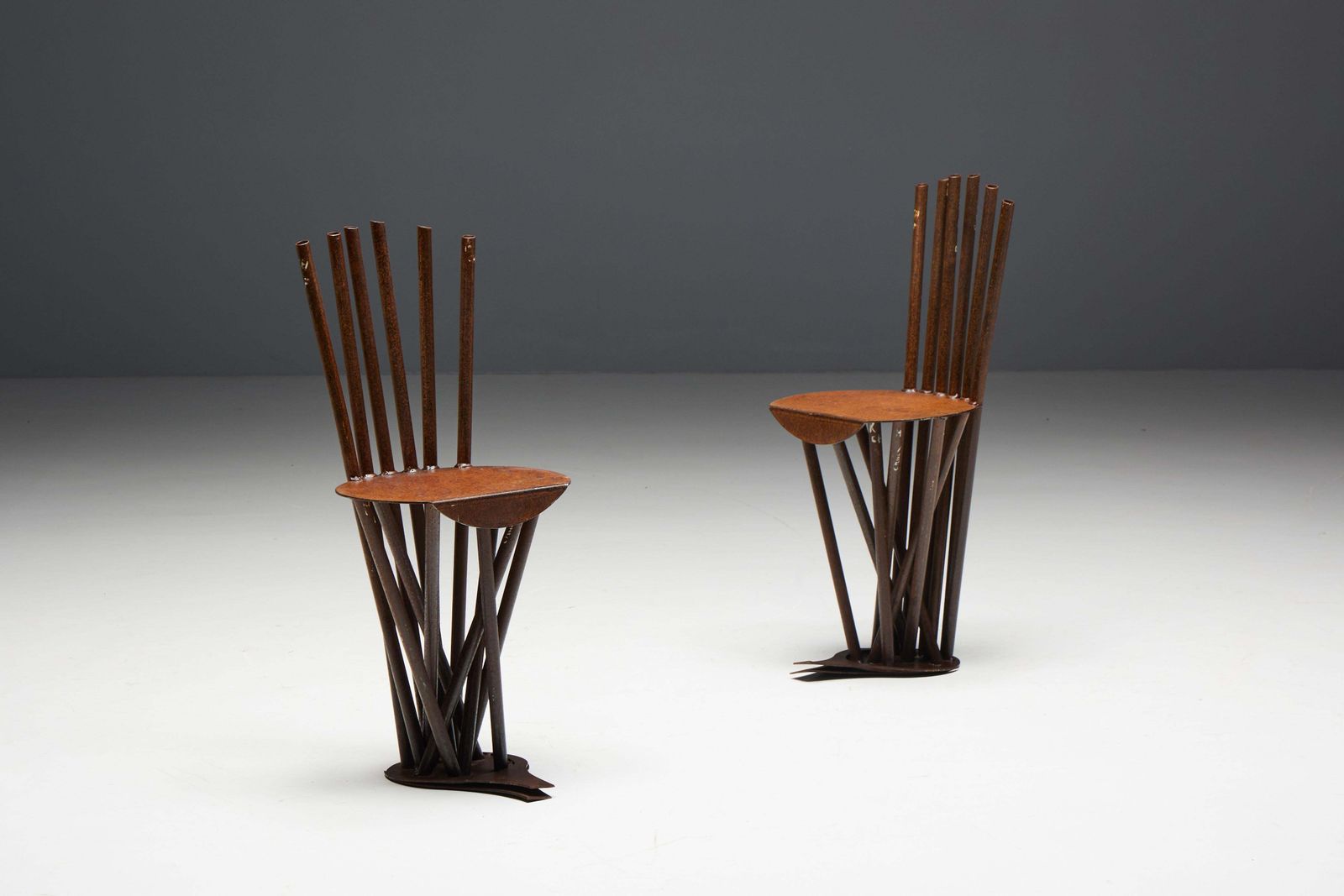 photo vinterior Industrial Wabi Sabi Primitive Chairs, France, 1950s