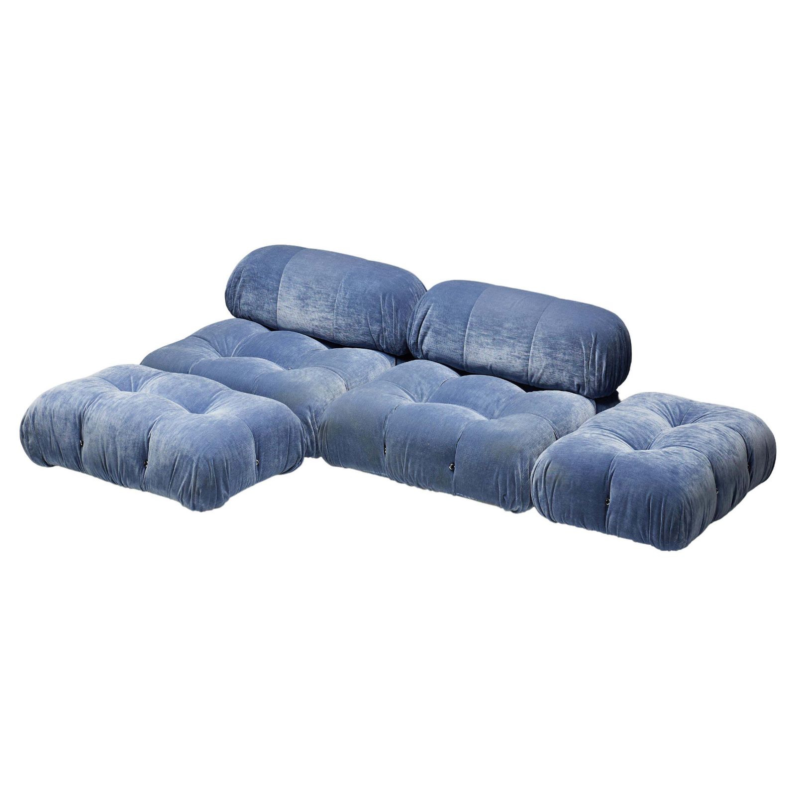 Blue Velvet Camaleonda Sofa By Mario Bellini For B&B Italia, Italy, 1970s