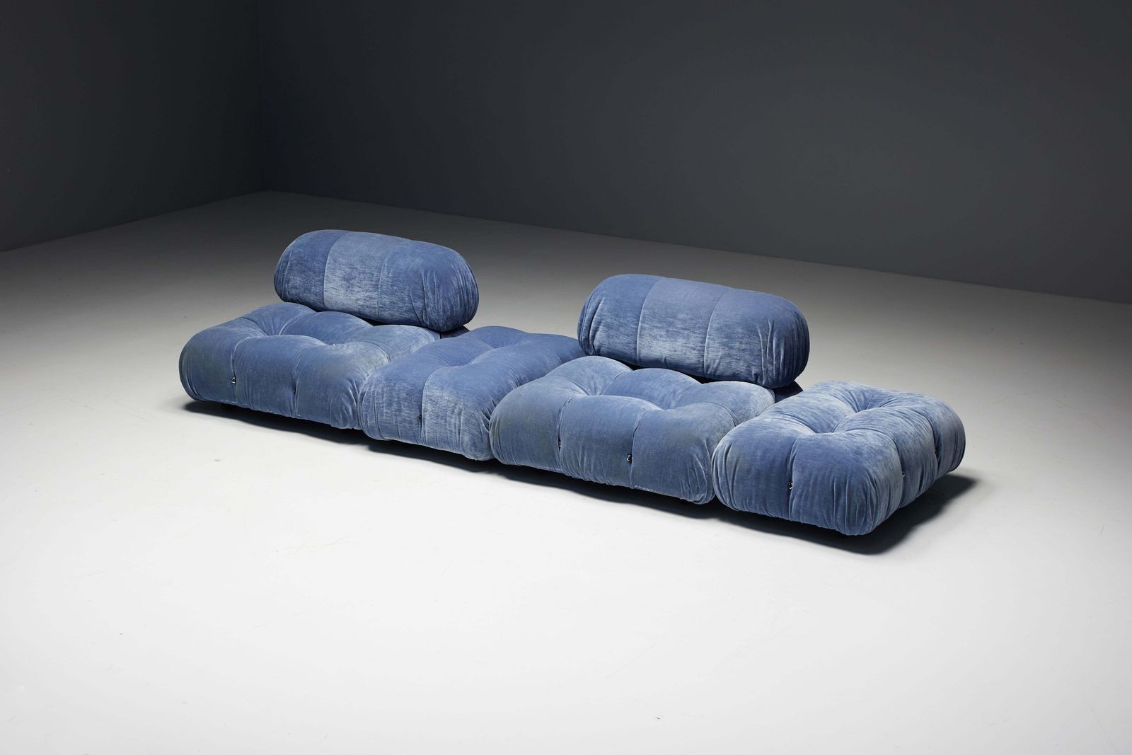 Blue Velvet Camaleonda Sofa By Mario Bellini For B&B Italia, Italy, 1970s photo Furniture