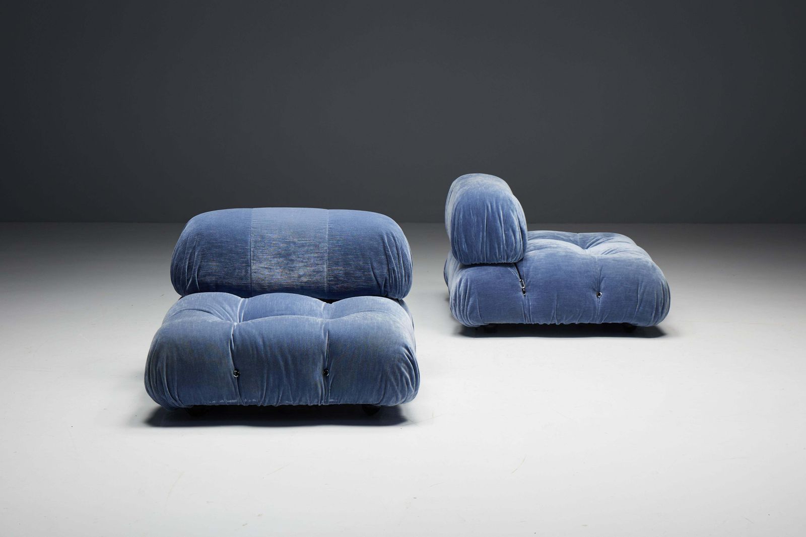 17253.0 Blue Velvet Camaleonda Sofa By Mario Bellini For B&B Italia, Italy, 1970s photo