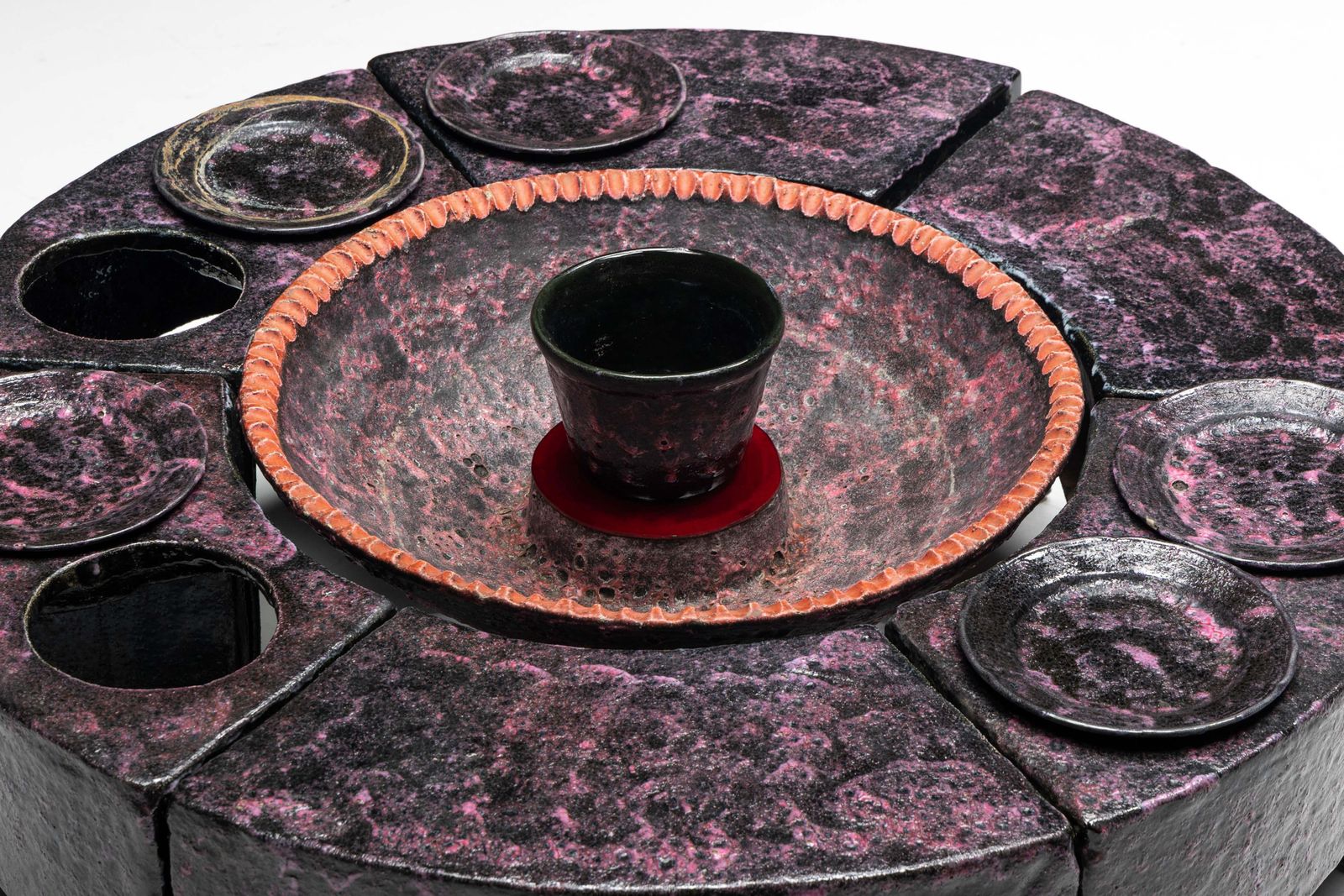 photo vinterior Vallauris Ceramic Round Stools And Coffee Table, France, 1960s
